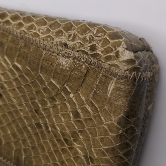 Vintage 60s Palizzio Genuine Snake Skin Purse Tan Crossbody Shoulder Bag - Picture 16 of 17